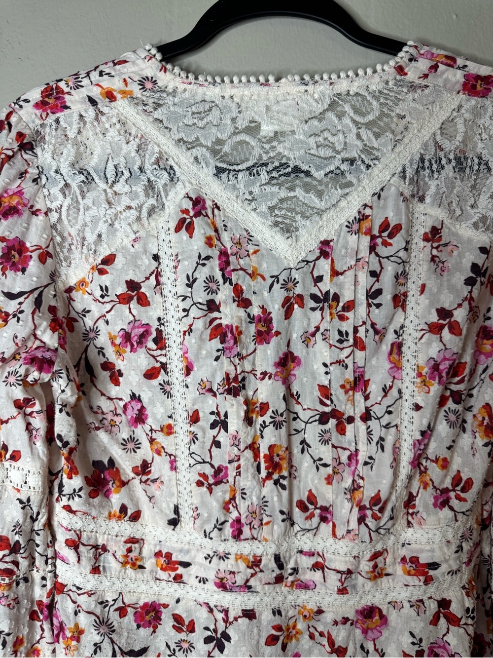 Anthropologie Puff-Sleeved Lace Buttondown Blouse Cottagecore Boho Size 8 - Picture 11 of 11